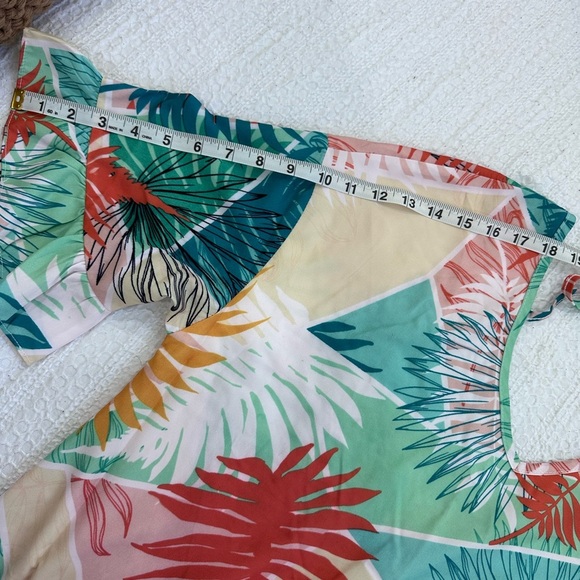 Tropical Leaf Print Bathing Suite Cover Up - Picture 11 of 12